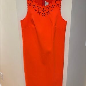 Orange Sleeveless Dress with Scalloped Edges